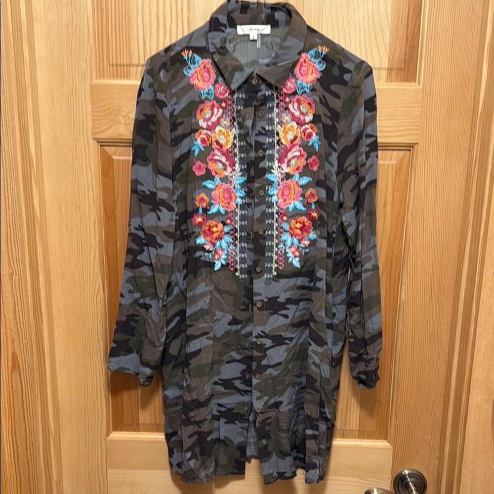 Camouflage Floral Embroidered Tunic/Dress